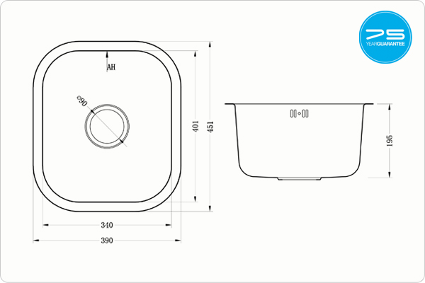 ETROUNO 340U Sink